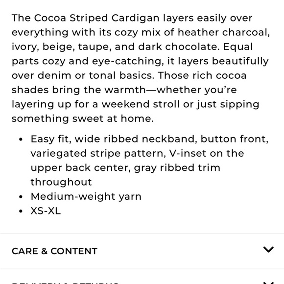 Cabi Cocoa Striped Cardigan size Large - Picture 5 of 12